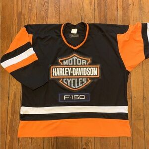 Vintage Harley-Davidson Black and Orange Hockey Jersey